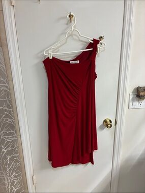 JS Collections Crimson One-Shoulder Ruched Cocktail Dress Sz 14